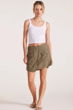 Bottoms*bobi Los Angeles ASYMMETRICAL WRAP SKORT PESTO