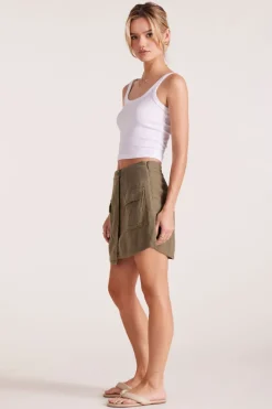 Bottoms*bobi Los Angeles ASYMMETRICAL WRAP SKORT PESTO