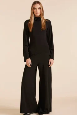 Tops*bobi Los Angeles BELL SLEEVE MOCK NECK TOP BLACK