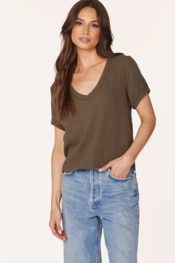 Tops*bobi Los Angeles BOXY CROP V-NECK TROOPS