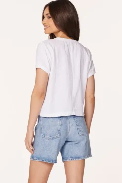 Tops*bobi Los Angeles BOXY CROP V-NECK WHITE