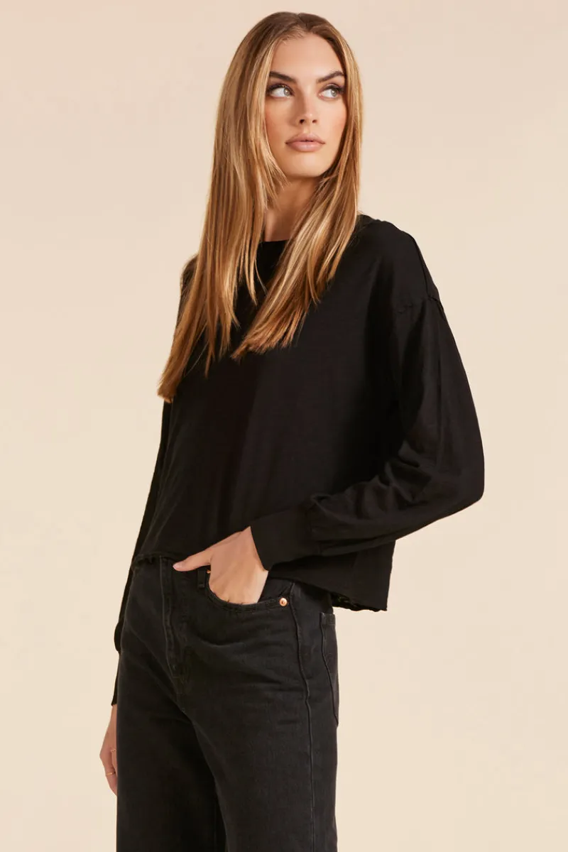 Tops*bobi Los Angeles BOXY LONG SLEEVE TEE BLACK