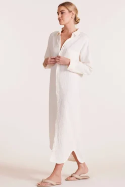 Dresses*bobi Los Angeles BUTTON FRONT MAXI SHIRT DRESS MACADAMIA