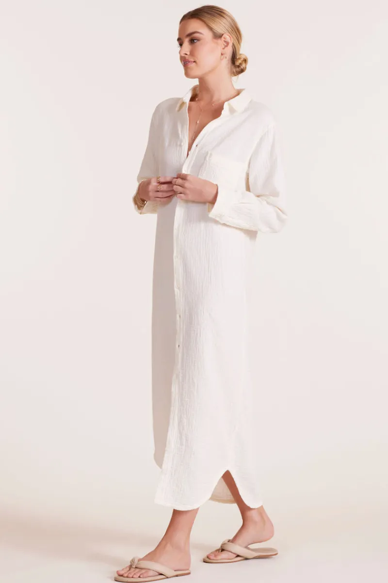 Dresses*bobi Los Angeles BUTTON FRONT MAXI SHIRT DRESS MACADAMIA