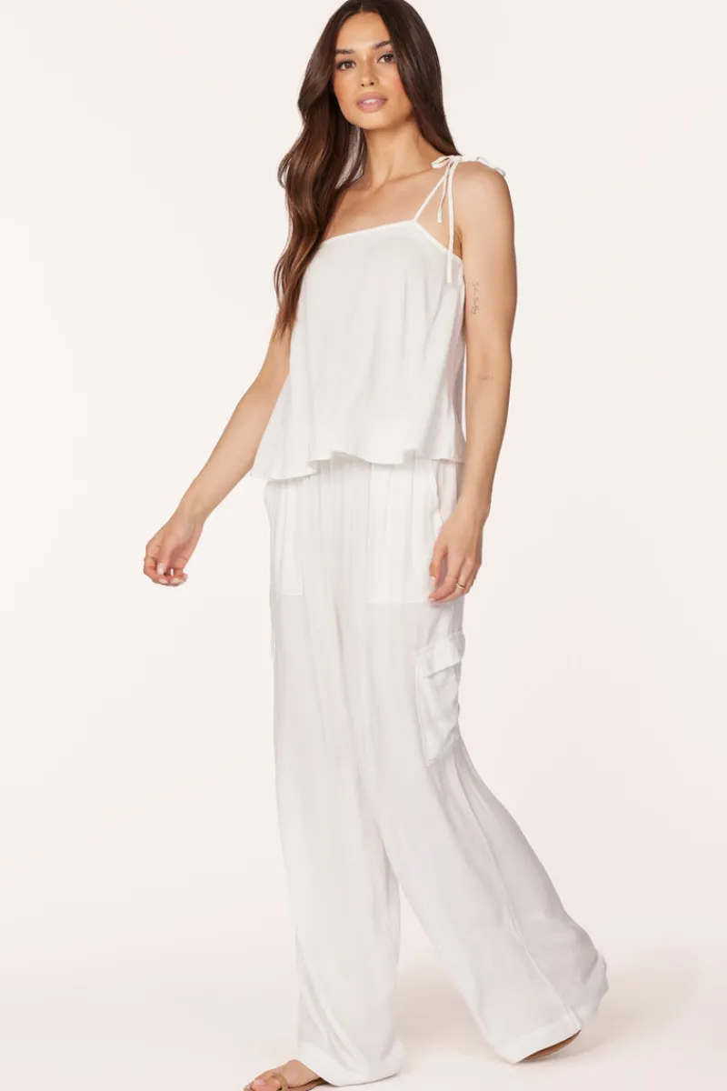 Bottoms*bobi Los Angeles CARGO WIDE LEG PANT IVORY