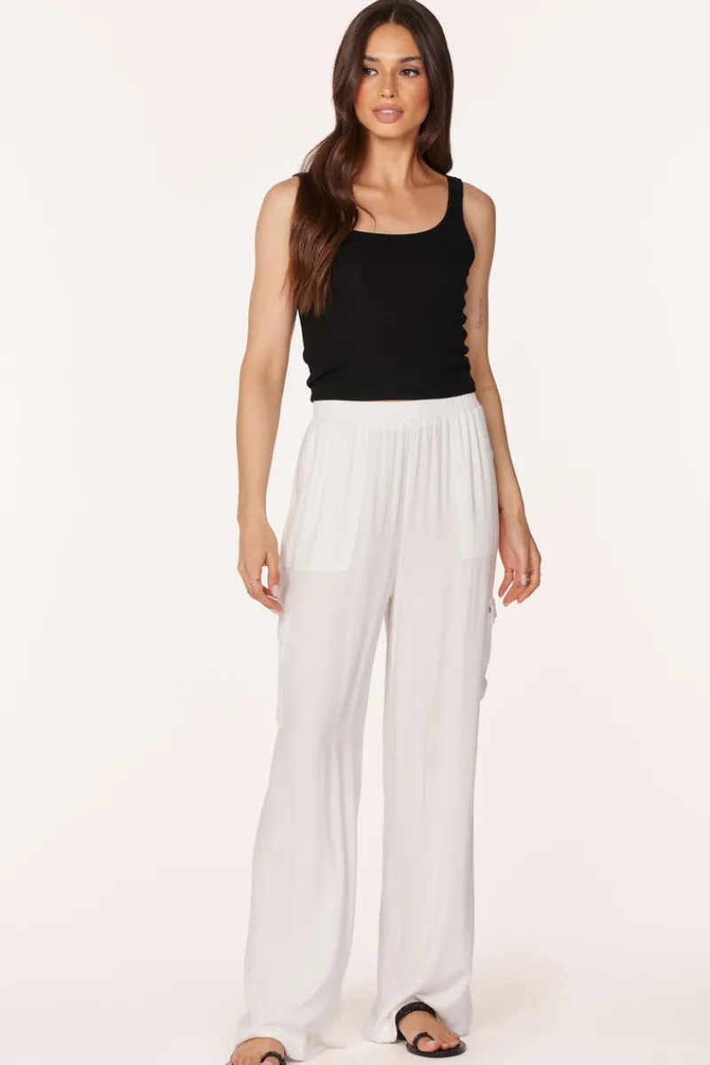 Bottoms*bobi Los Angeles CARGO WIDE LEG PANT IVORY