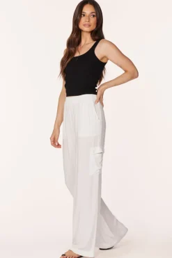 Bottoms*bobi Los Angeles CARGO WIDE LEG PANT IVORY