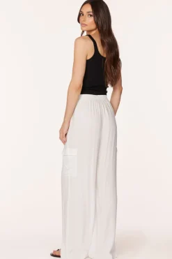 Bottoms*bobi Los Angeles CARGO WIDE LEG PANT IVORY