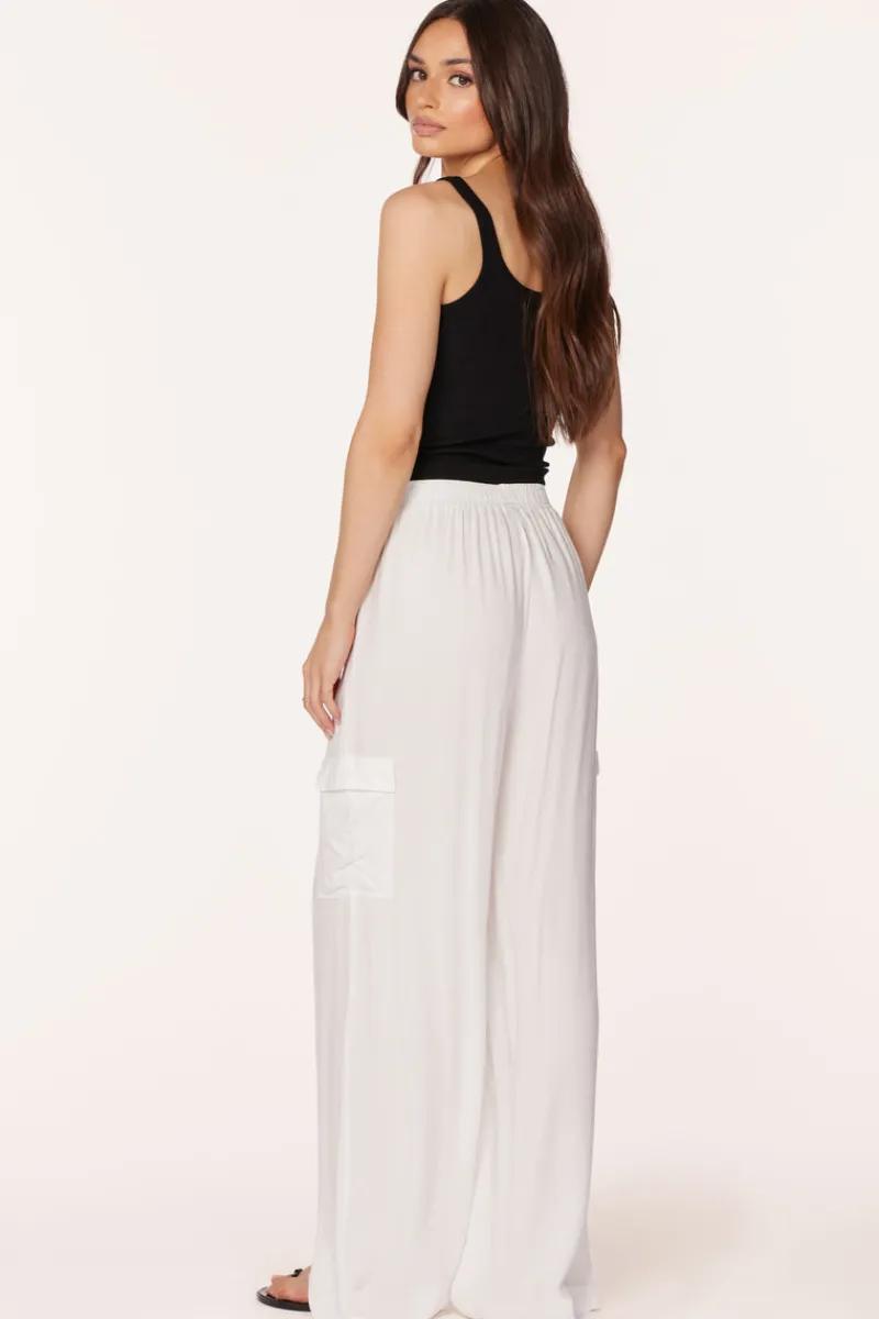 Bottoms*bobi Los Angeles CARGO WIDE LEG PANT IVORY