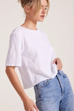 Tops*bobi Los Angeles CENTER BACK SEAM CROP TOP WHITE