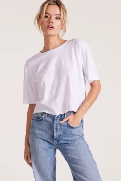 Tops*bobi Los Angeles CENTER BACK SEAM CROP TOP WHITE