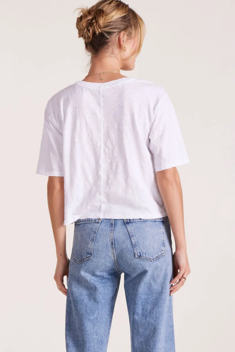 Tops*bobi Los Angeles CENTER BACK SEAM CROP TOP WHITE
