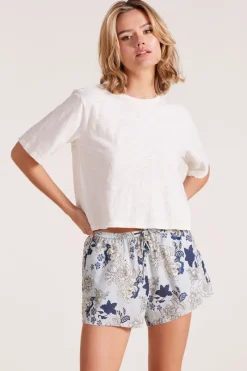 Tops*bobi Los Angeles CENTER BACK SEAM CROP TOP MACADAMIA