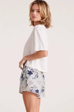 Tops*bobi Los Angeles CENTER BACK SEAM CROP TOP MACADAMIA