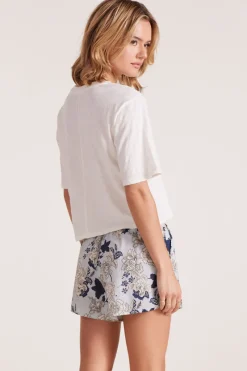 Tops*bobi Los Angeles CENTER BACK SEAM CROP TOP MACADAMIA