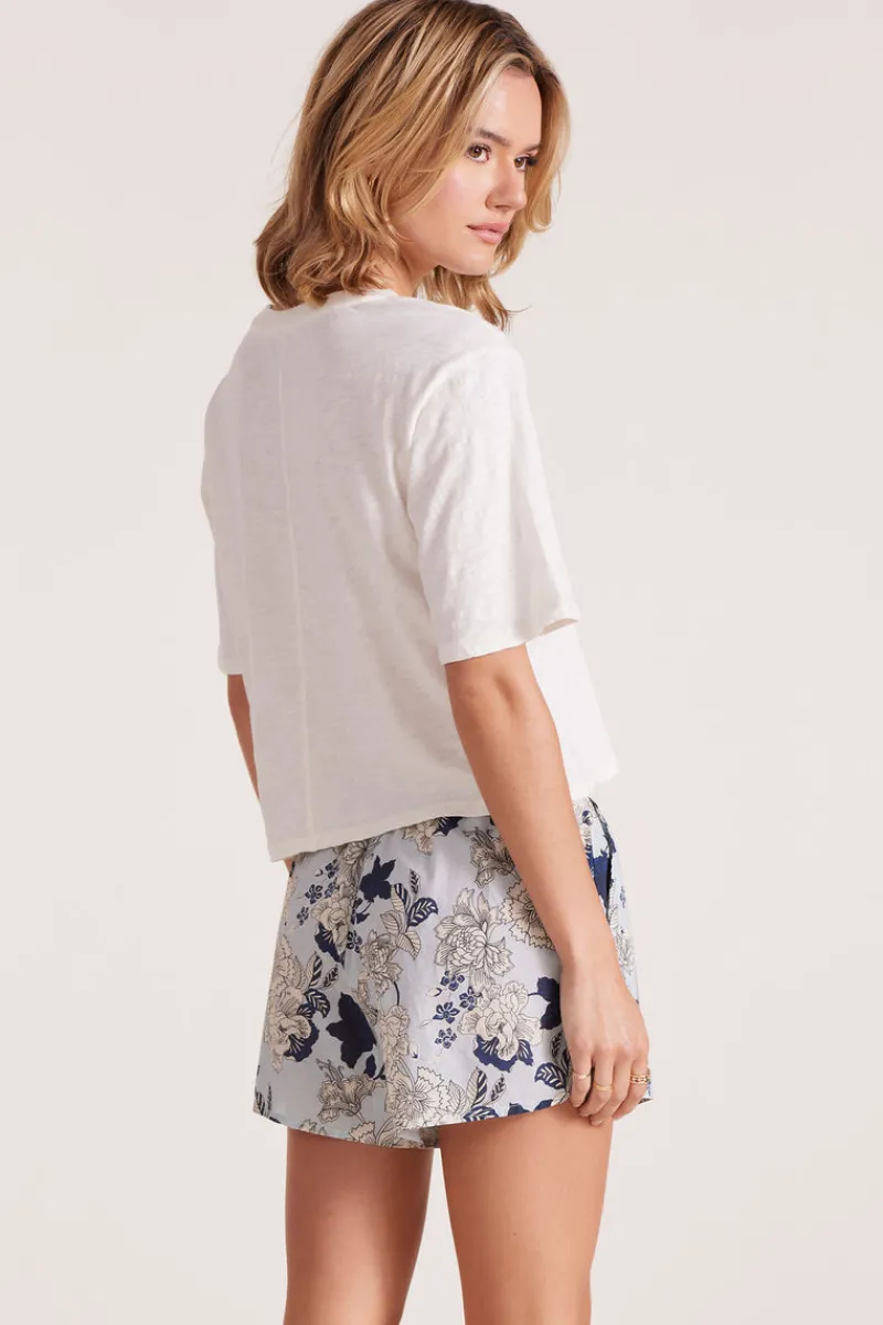 Tops*bobi Los Angeles CENTER BACK SEAM CROP TOP MACADAMIA