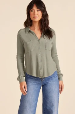 Tops*bobi Los Angeles COLLARED BUTTON DOWN ROSEMARY