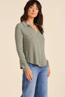 Tops*bobi Los Angeles COLLARED BUTTON DOWN ROSEMARY