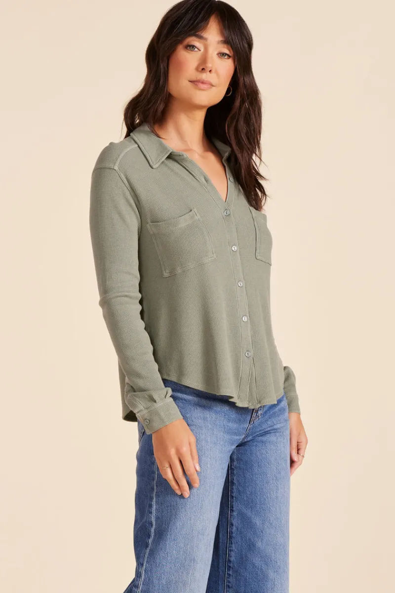 Tops*bobi Los Angeles COLLARED BUTTON DOWN ROSEMARY