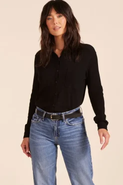 Tops*bobi Los Angeles COLLARED BUTTON DOWN BLACK