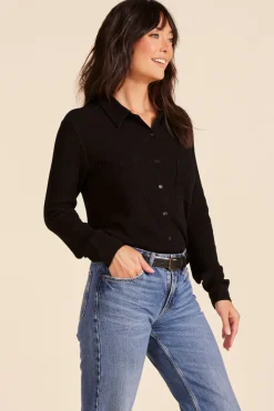 Tops*bobi Los Angeles COLLARED BUTTON DOWN BLACK
