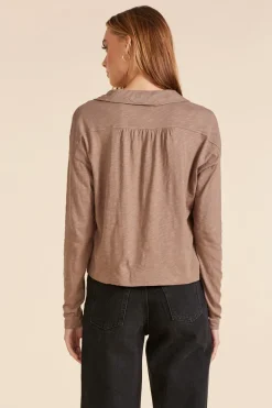 Tops*bobi Los Angeles COLLARED LONG SLEEVE TEE HAZELNUT