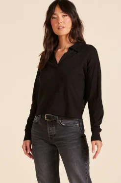 Tops*bobi Los Angeles COLLARED POLO SHIRT BLACK