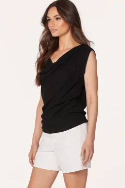 Tanks|Tops*bobi Los Angeles COWL BANDED TANK BLACK