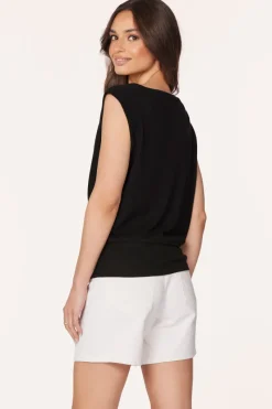 Tanks|Tops*bobi Los Angeles COWL BANDED TANK BLACK