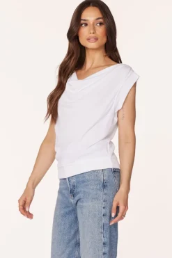 Tanks|Tops*bobi Los Angeles COWL BANDED TANK WHITE