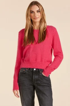 Sweaters*bobi Los Angeles CREWNECK CROPPED SWEATER FUCHSIA