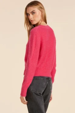 Sweaters*bobi Los Angeles CREWNECK CROPPED SWEATER FUCHSIA