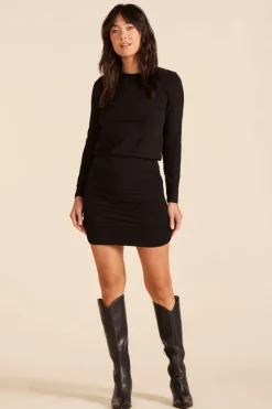 Dresses*bobi Los Angeles CREWNECK SIDE SHIRRED DRESS BLACK
