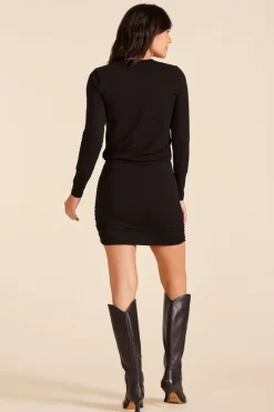 Dresses*bobi Los Angeles CREWNECK SIDE SHIRRED DRESS BLACK