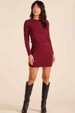 Dresses*bobi Los Angeles CREWNECK SIDE SHIRRED DRESS PORT