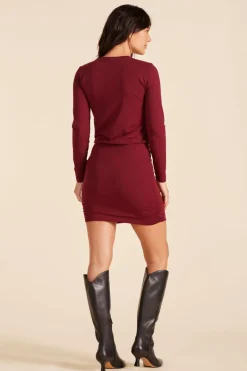 Dresses*bobi Los Angeles CREWNECK SIDE SHIRRED DRESS PORT