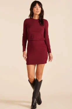 Dresses*bobi Los Angeles CREWNECK SIDE SHIRRED DRESS PORT