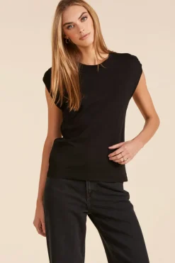 Tops*bobi Los Angeles CREWNECK SLEEVLESS TEE BLACK