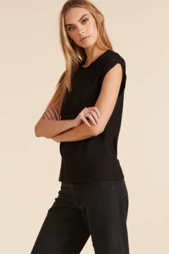 Tops*bobi Los Angeles CREWNECK SLEEVLESS TEE BLACK