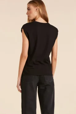 Tops*bobi Los Angeles CREWNECK SLEEVLESS TEE BLACK