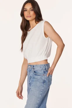 Tanks*bobi Los Angeles CREWNECK TANK WITH ELASTIC HEM CREAM