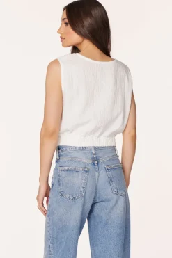 Tanks*bobi Los Angeles CREWNECK TANK WITH ELASTIC HEM CREAM