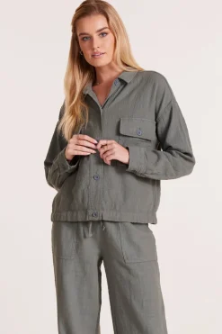 Outerwear*bobi Los Angeles CROP JACKET WITH POCKETS DK SAGE