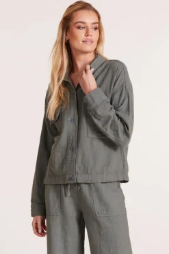 Outerwear*bobi Los Angeles CROP JACKET WITH POCKETS DK SAGE