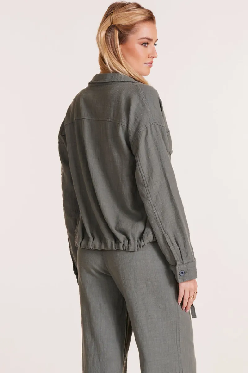 Outerwear*bobi Los Angeles CROP JACKET WITH POCKETS DK SAGE