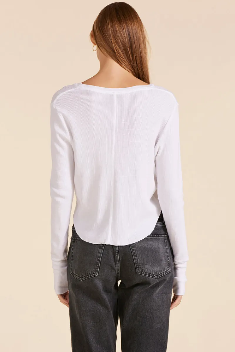 Tops*bobi Los Angeles CROPPED BOXY LONG SLEEVE TEE WHITE