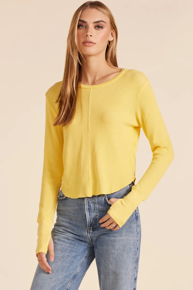 Tops*bobi Los Angeles CROPPED BOXY LONG SLEEVE TEE SUNNYSIDE