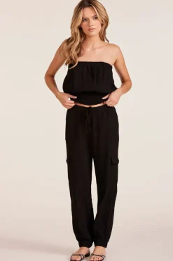 Bottoms*bobi Los Angeles CROPPED CARGO JOGGER BLACK