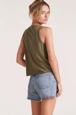 Tanks*bobi Los Angeles CROPPED SNAP TANK PESTO