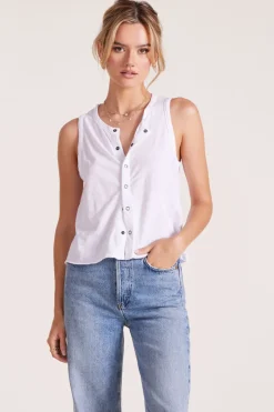 Tanks*bobi Los Angeles CROPPED SNAP TANK WHITE